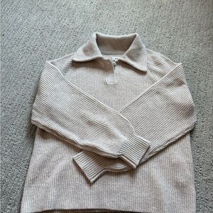 Beige Aerie Ribbed Knit Sweater